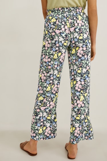 Women - Cloth trousers - mid-rise waist - trousers - black