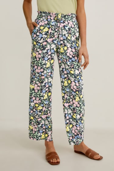 Women - Cloth trousers - mid-rise waist - trousers - black