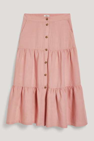 Women - Skirt - linen blend - rose