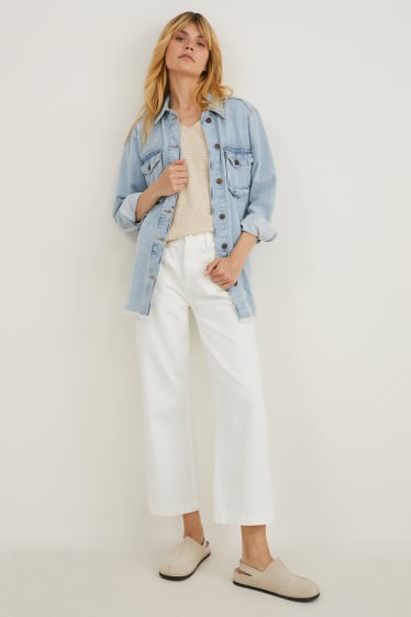 Femmes - Jean à jambes larges - high waist - blanc