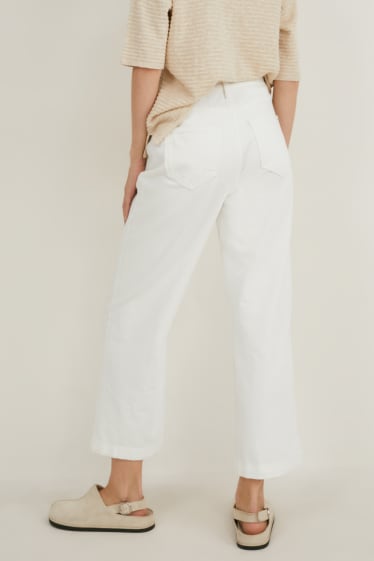 Femmes - Jean à jambes larges - high waist - blanc