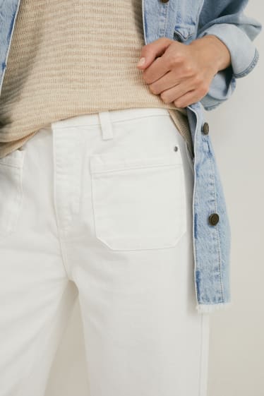 Femmes - Jean à jambes larges - high waist - blanc