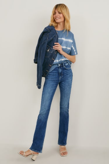 Kobiety - Dżinsy bootcut - wysoki stan - dżins-niebieski