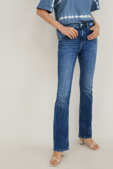 Kobiety - Dżinsy bootcut - wysoki stan - dżins-niebieski