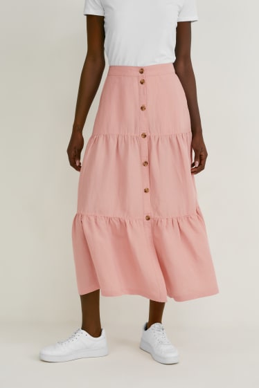 Women - Skirt - linen blend - rose
