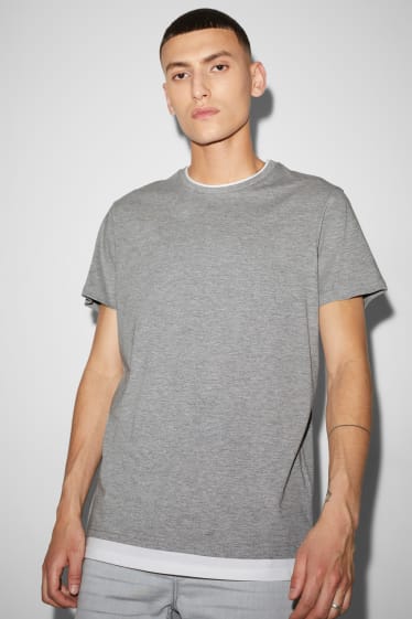 Clockhouse Boys - CLOCKHOUSE - T-Shirt - 2-in-1-Look - grau-melange