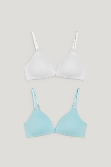 Filles - Lot de 2 - soutiens-gorges sans armatures - ampliformes - turquoise clair
