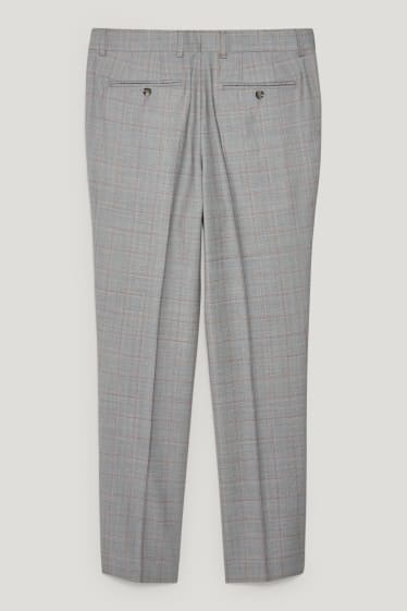Hommes - Pantalon de costume en laine vierge - regular fit - à carreaux - gris