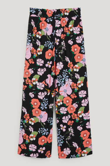Women - Cloth trousers - mid-rise waist - trousers - black