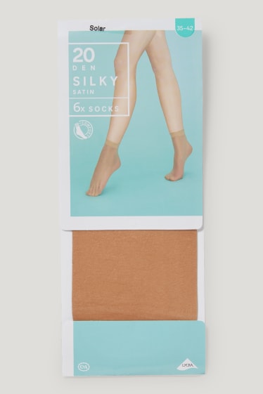 Damen - Multipack 6er - Feinsöckchen - Komfortbund - 20 DEN - beige