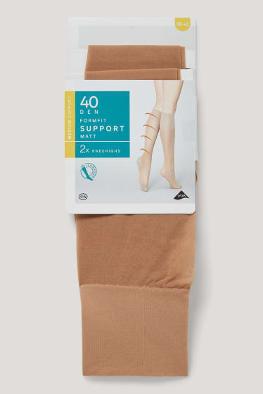 Damen - Multipack 2er - Feinkniestrümpfe - Komfortbund - 40 DEN - beige