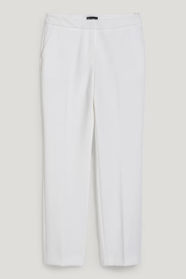 Women - Business trousers - mid-rise waist - straight fit - white