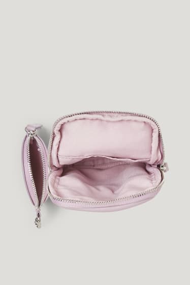 Damen - Set - Handytasche und Portemonnaie - Lederimitat - 2 teilig - hellviolett