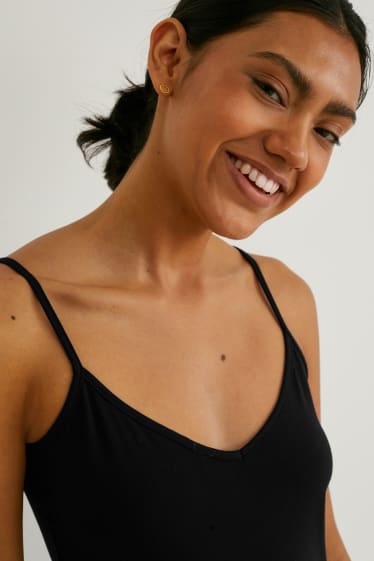 Damen - Multipack 3er - Basic-Top - schwarz / beige