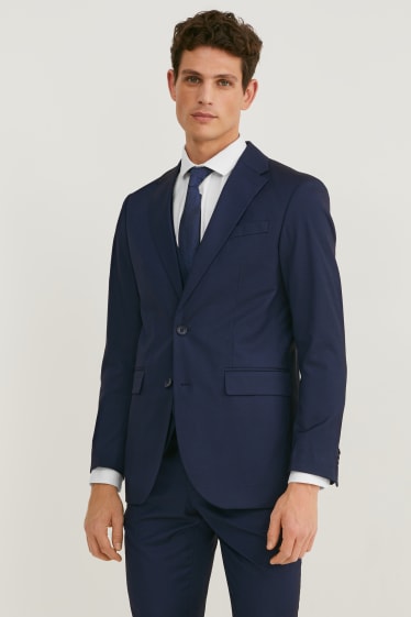 Hommes - Costume à cravate - coupe droite - 4 pièces - bleu foncé