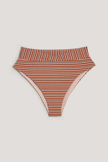 Kobiety - Dół od bikini - wysoki stan - LYCRA® XTRA LIFE™ - w paski - brązowy