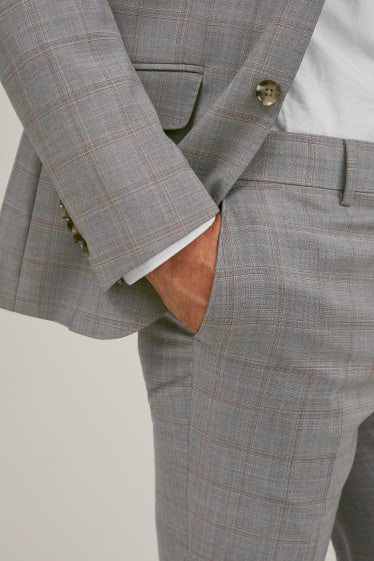 Uomo - Pantaloni coordinabili in lana vergine - regular fit - a quadretti - grigio