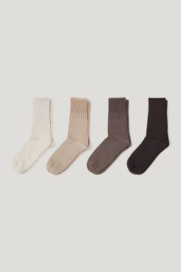 Dames - Set van 4 paar - sokken - comfortabele band - LYCRA® - zwart / beige
