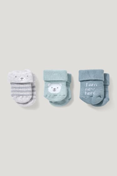 Bébé garçons - Lot de 3 paires - ours - chaussettes pour nouveau-né à motif - bleu clair