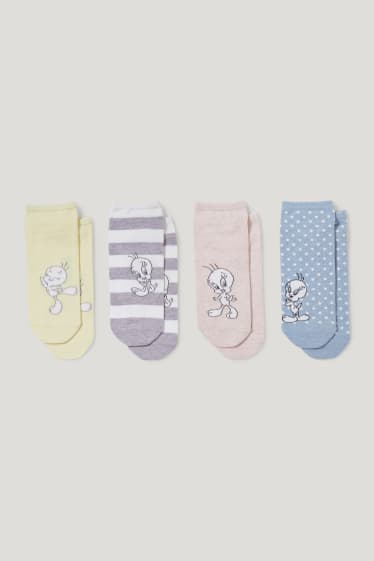 Femmes - Lot de 4 paires - chaussettes de sport à motif - Looney Tunes - violet clair