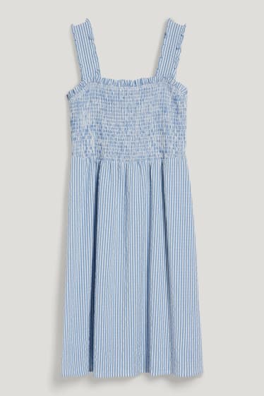 Dames - Fit & flare-jurk - gestreept - wit / lichtblauw