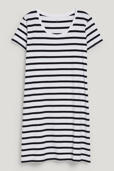 Donna - Vestito a t-shirt - LYCRA® - a righe - bianco