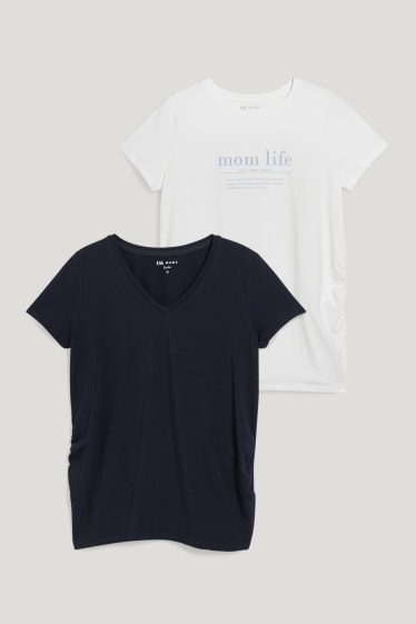 Femmes - Lot de 2 - T-shirts de grossesse - LYCRA® - bleu foncé