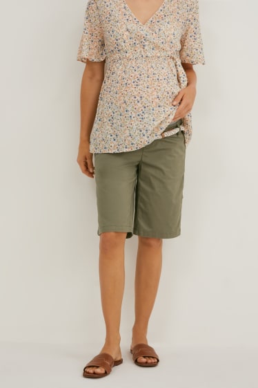 Damen - Umstandsshorts mit Gürtel - LYCRA® - dunkelgrün