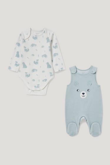 Bébé garçons - Ensemble avec grenouillère - coton bio - 2 pièces - bleu clair