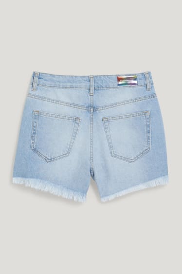 Clockhouse Girls - CLOCKHOUSE - pantaloni scurți de blugi - talie înaltă - PRIDE - denim-albastru deschis