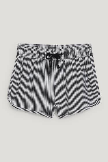Kids Girls - Badeshorts - gestreift - schwarz / weiß