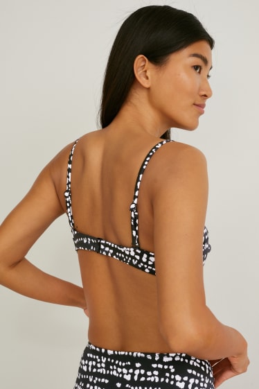 Damen - Bikini-Top mit Bügel - Bandeau - wattiert - LYCRA® - schwarz / weiß