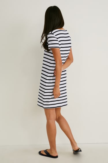 Donna - Vestito a t-shirt - LYCRA® - a righe - bianco