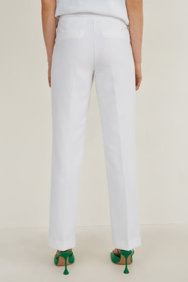 Women - Business trousers - mid-rise waist - straight fit - white