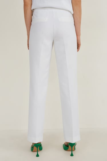 Women - Business trousers - mid-rise waist - straight fit - white