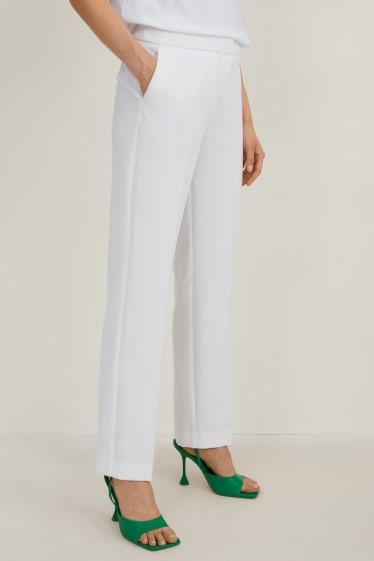 Women - Business trousers - mid-rise waist - straight fit - white