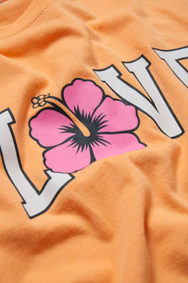 Clockhouse Girls - CLOCKHOUSE - T-shirt - floral - orange