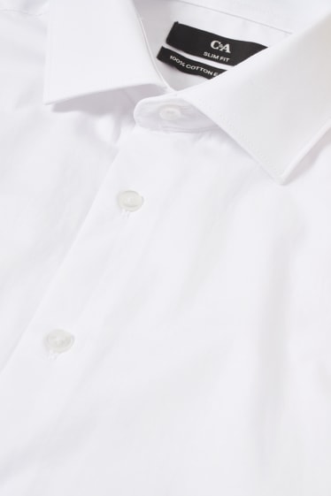 Mężczyźni - Koszula biznesowa - slim fit - kołnierzyk włoski - dobrze się prasuje - biały