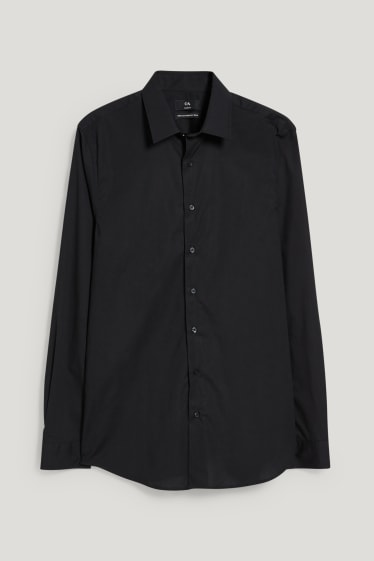Uomo - Camicia business - slim fit - colletto all’italiana - facile da stirare - nero