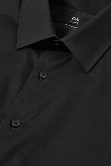 Uomo - Camicia business - slim fit - colletto all’italiana - facile da stirare - nero