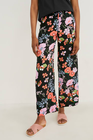 Women - Cloth trousers - mid-rise waist - trousers - black