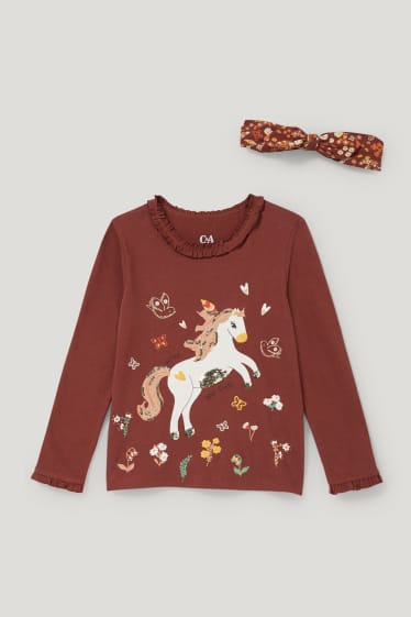 Toddler Girls - Set - Langarmshirt und Haarband - 2 teilig - braun
