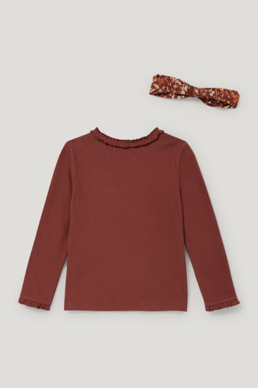 Toddler Girls - Set - Langarmshirt und Haarband - 2 teilig - braun