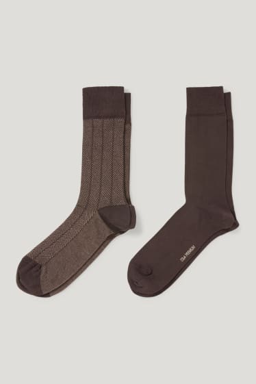 Heren - Set van 2 paar - sokken - biokatoen - LYCRA® - donkerbruin