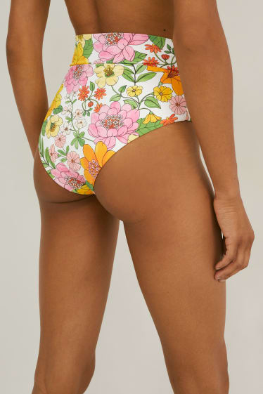 Dámské - Spodní díl bikin - high waist - LYCRA® XTRA LIFE™ - s květinovým vzorem - barevná