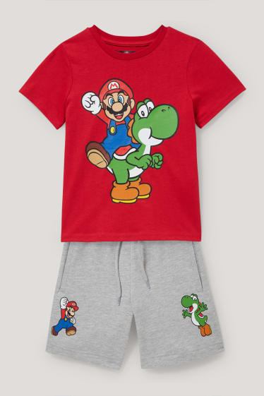 Garçons - Super Mario - ensemble - T-shirt et short en molleton - 2 pièces - rouge