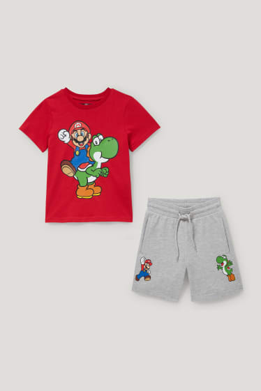 Garçons - Super Mario - ensemble - T-shirt et short en molleton - 2 pièces - rouge