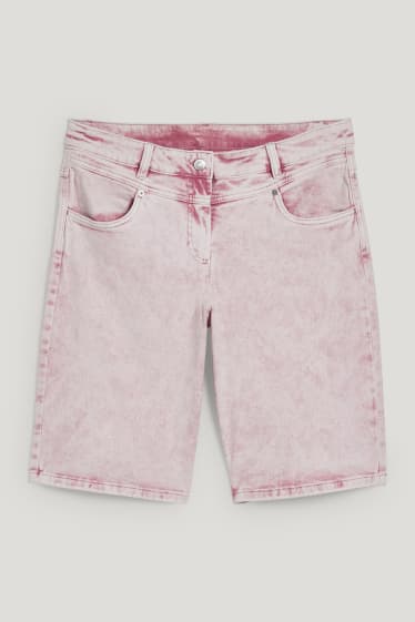 Femmes - Bermuda en jean - mid waist - rose pâle-chiné