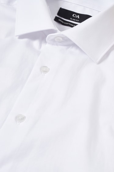 Herren - Businesshemd - Slim Fit - Kent - bügelleicht - weiß