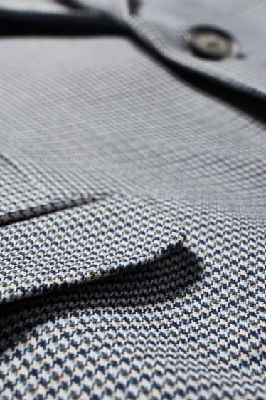 Pánské - Oblekové sako - slim fit - LYCRA® - kostkované - šedá-žíhaná